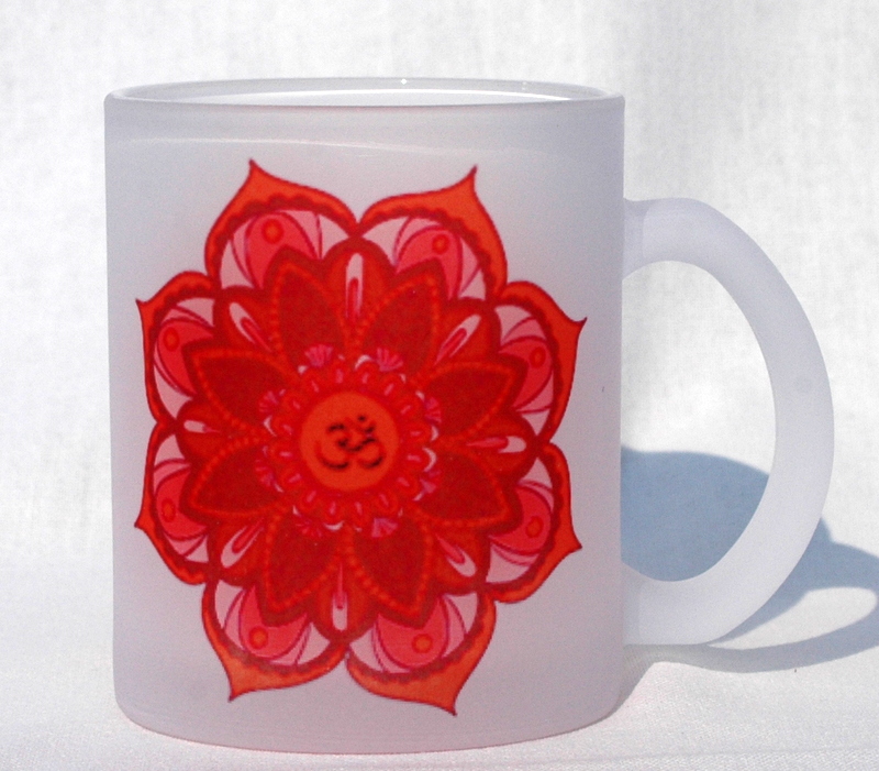 Mandalás bögre felirattal - piros opál