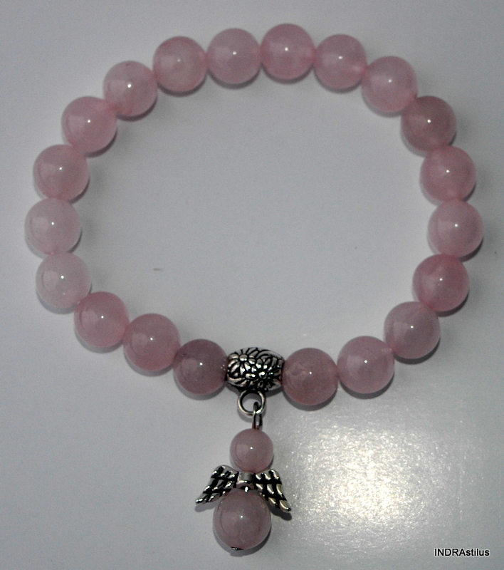 Angyalos karkötő rózsakvarcból